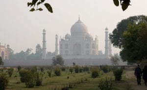Der wunderschöne Ausblick auf das Taj Mahal