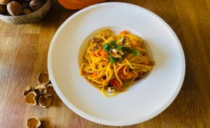 Kürbis Spaghetti mit Walnüsse