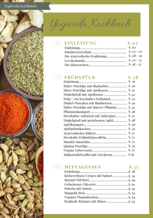 Ayurveda Kochbuch Einblick Frühstück