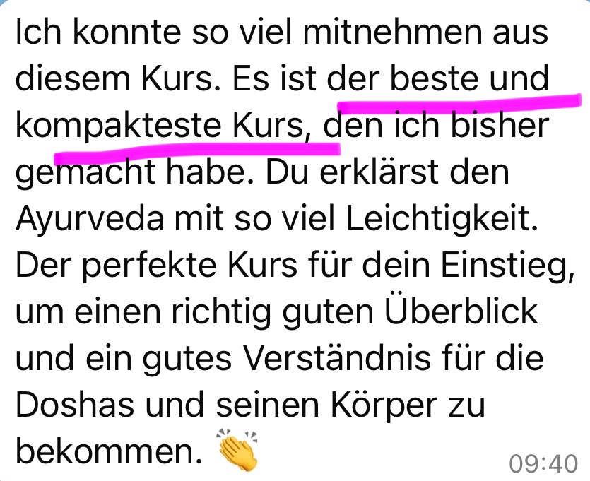 Feedback Ayurveda Kurs Yogiveda
